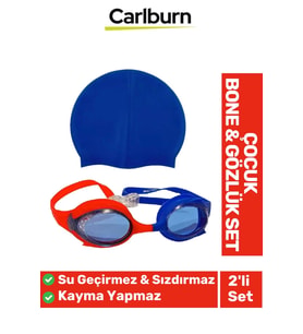 Kaymaz Su Geçirmez Silikon Yüzücü Elastik Yüzme Şapkası Havuz Deniz Bone Gözlük 2’li Çocuk Seti