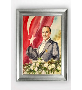 Gümüş Çerçeveli Atatürk Tablo cv694