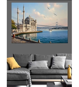 Deniz Kenarında Tarihi Camii Manzarası Dekoratif Kanvas - Mdf Ahşap Tablo