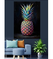 Rengarenk Modern Ananas İllüstrasyonu Dekoratif Kanvas - Mdf Ahşap Tablo