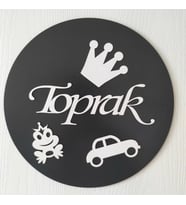 LEYLASER 30x30 Cm Yuvarlak İsimli Kapı Süsü 3mm Ahşap MDF