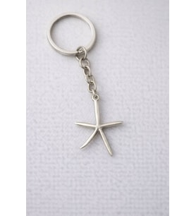 Deniz Yıldızı Figürlü Gümüş Renk Metal Tasarım Unisex Anahtarlık