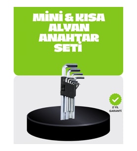 Mey İthalat® 9 Parça Alyan Anahtar Seti Bisiklet Mobilya ve Otomotiv Uyumlu