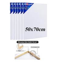 Tuval 50x70 6 Adet Brons Gerdirme Apartlı Arkadan Zımbalı 50*70 Tual Akrilik Boya Yağlı Boya (Beyaz)