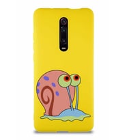 Xiaomi Redmi K20 Pro Soft Premier Kapak Salyangoz Gary Tasarımlı Silikon Kılıf - Sarı (Şeffaf)