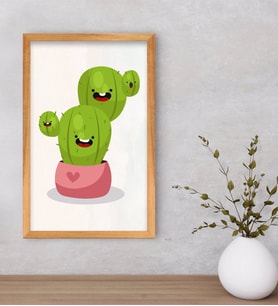BK Gift  Kaktüs Tasarımlı Dekoratif Retro Ahşap Çerçeveli Tablo-14
