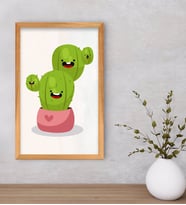 BK Gift  Kaktüs Tasarımlı Dekoratif Retro Ahşap Çerçeveli Tablo-14