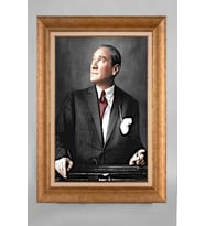 Altın Varaklı Paspartulu Çerçeveli Atatürk Tablo nt686