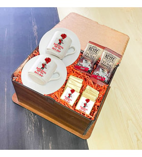 Sevgiliye Hediye Türk Kahvesi Fincanı Ahşap Kutulu Set 013