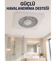 Dekoratif Banyo ve Mutfak Aspiratörü 150 mm 20,8 x 20,8 cm 20 W Havalandırma Fanı