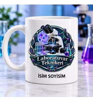 Laboratuvar Teknikeri Kupa Bardak Mikroskop ve DNA Desenli