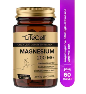 Magnesium 200 Mg (MAGNEZYUM KOMPLEKS BİSGLİSİNAT - MALAT - SİTRAT) Takviye Edici Gıda