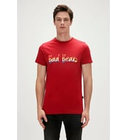 Bad Bear Manuscript T-Shirt Lava Kırmızı Baskılı Erkek Tişört