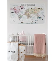 Eğitici Ve Bayraklı Dünya Haritası Dünya Atlası Çocuk Ve Bebek Odası Duvar Sticker -60x105-3813