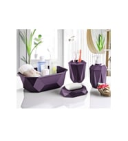 Prizma 4'lü Banyo Seti  - Banyo Organizer - Banyo Dekorasyon Seti Mor Renk