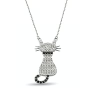 925 Ayar Gümüş Zirkon Taşlı Kedi Kolye - N031001