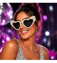 After Party İnci Taşlı Kalp Gözlüğü