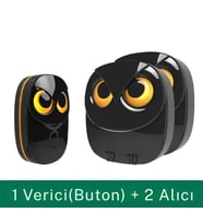 TechTic Kablosuz 2Alıcı 1Buton Kapı Zili Işıklı Baykuş 35 Melodi 5 Ses Seviyeli Hasta Çağırma Butonu
