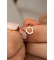 925 Ayar Gümüş Rose Minik Yuvarlak Tasarım Küpe