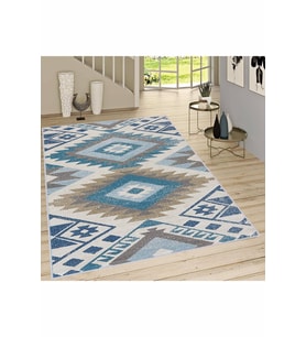 Rovigo Home Dijital Baskı Yıkanabilir Kaymaz Taban Salon Halısı RVG1461 50x80 cm (Mavi)