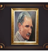 Özel Seri Paspartulu Çerçeveli Atatürk Tablo l65 (Gold)
