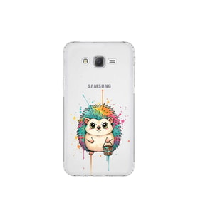 Samsung Galaxy J7 ile Uyumlu Splash Kirpi Tasarımlı Şeffaf Silikon Kılıf