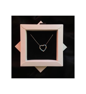 925 Gümüş  14k Gold Kaplamalı Mavi Mineli Kalp Kolye