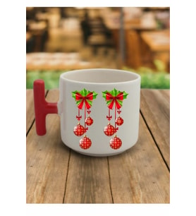 En Güzel Hediye Kırmızı T Kulp Yeni Yıl Noel Süsü Tasarımlı Çay Fincan Modelleri