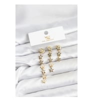 Mey İthalat® Pirinç Gold Renk Yıldız Model YSX Trio Küpe Seti