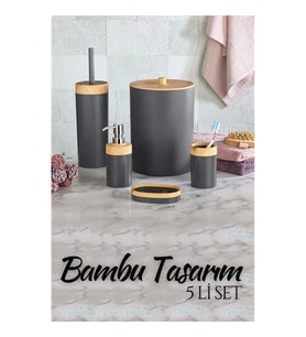 ModaCar 5 li Banyo Seti Bambu Design ANTRASİT