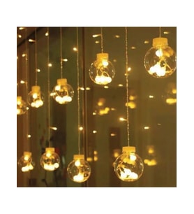 10 Sarkıtlı Kumandalı Dekoratif Top İçi Mini Toplu LED Günışığı Rengi Dekoratif Aydınlatma (5343)