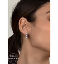 Union Swarovski Zirconia Kadın Üçtaş Gümüş Küpe