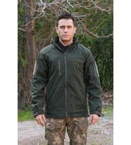 Haki 5 Cepli Kapüşonlu Softshell Soğuk Geçirmez Mont