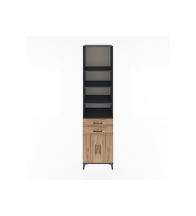 Hyperion Dolap 5 Raflı 2 Çekmeceli 2 Kapaklı 60x44x243 Antrasit-Çam