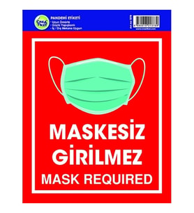 CREA UYARI ETİKETİ - 1378 MASKESİZ GİRİLMEZ/ MASK REQUIRED