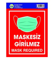 CREA UYARI ETİKETİ - 1378 MASKESİZ GİRİLMEZ/ MASK REQUIRED