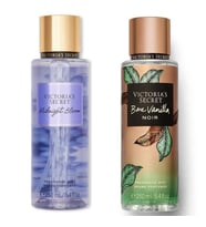 VICTORIA'S SECRET Midnight Bloom-Bare Vanilla Noir Vücut Spreyi İkili Set (Açık Mavi)