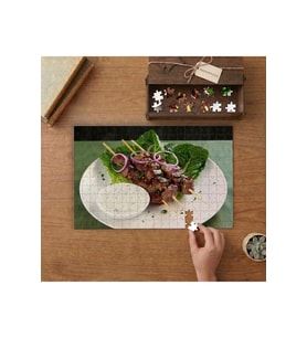 Et Şiş Lezzetli Yemekler Tasarımı 240 parça Ahşap Puzzle Ahşap Kutuda MP00396