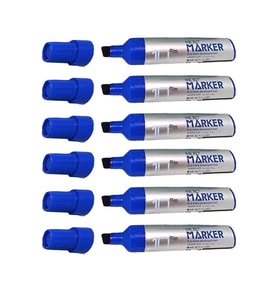 Permanent Markör Marker Kesik Uçlu Koli Kalemi Mavi 10 mm Çuval Kalemi Silinmez 6 Adet 1 Paket