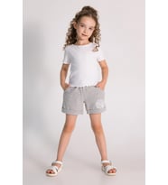 Beli Lastikli Summer Yazılı Kız Çocuk Şort (Gri)