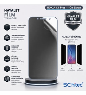 SChitec NOKIA C1 Plus Uyumlu Ön Yüzey Hayalet Privacy Hidrojel Ekran Koruyucu