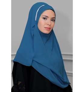 İndigo Pratik Hazır Geçmeli Malezya Şal Şifon Taşlı 1850_34