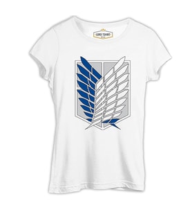 Attack on Titan - Logo Beyaz Kadın Tshirt