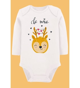 Organik Baskılı Pamuklu Unisex Bebek Body UZUNE197