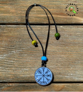 KirliPatiler Epoksi Viking Pusulası (Vegvísir) Araç Aksesuarı, Araç Ayna Aksesuarı