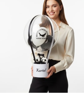 Siyah Beyaz Ayıcıklı Bebek Balon Kutusu