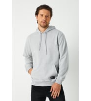 Erkek Gri Basic Kapüşonlu Regular Fit Normal Kesim 2 İplik Kumaş Günlük Sweatshirt CMRE49