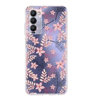 PrintiFy Tecno Camon 18 Uyumlu Kamera Korumalı Floral Kırmızı Tasarımlı Şeffaf Silikon Kılıf