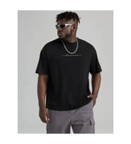 Unisex Baskılı Oversize T-Shirt - Siyah