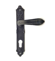 Antika Tarz Dekoratif Pirinç Çiçekli Oda Kapı Kolu - 240x40 mm, Oksit